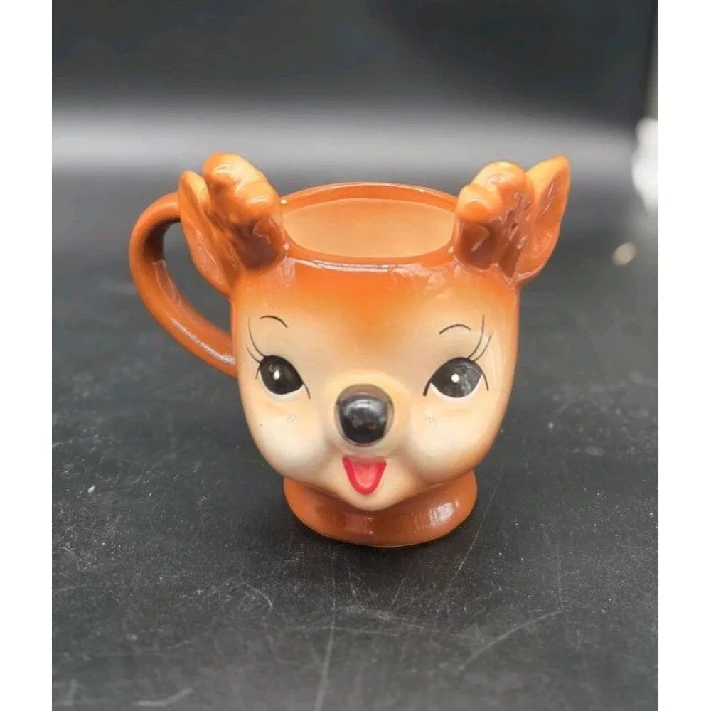 Pottery Barn Retro Figural Reindeer Mug With Antlers 12 oz Christmas Holiday